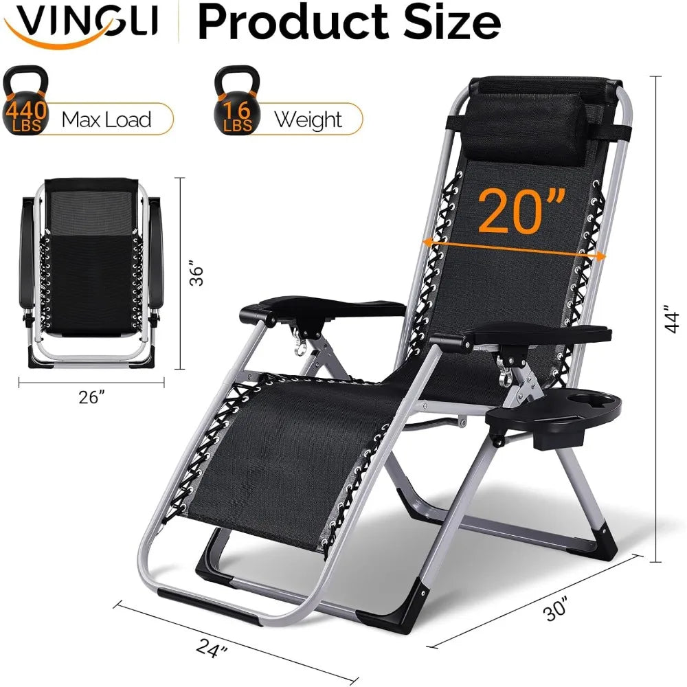 Cushioned Zero Gravity Chair With Removable Cushion And Tray Outdoor