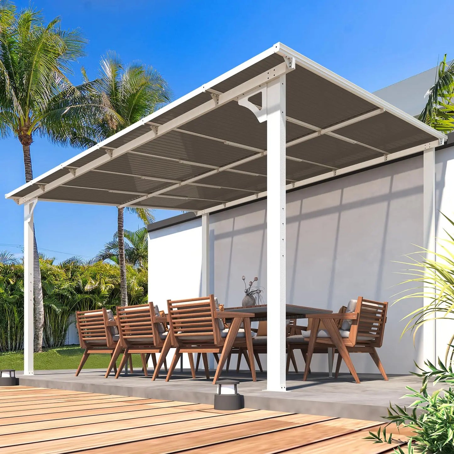 Wall Gazebo Hard Top Pergola For Outdoor Patio Deck