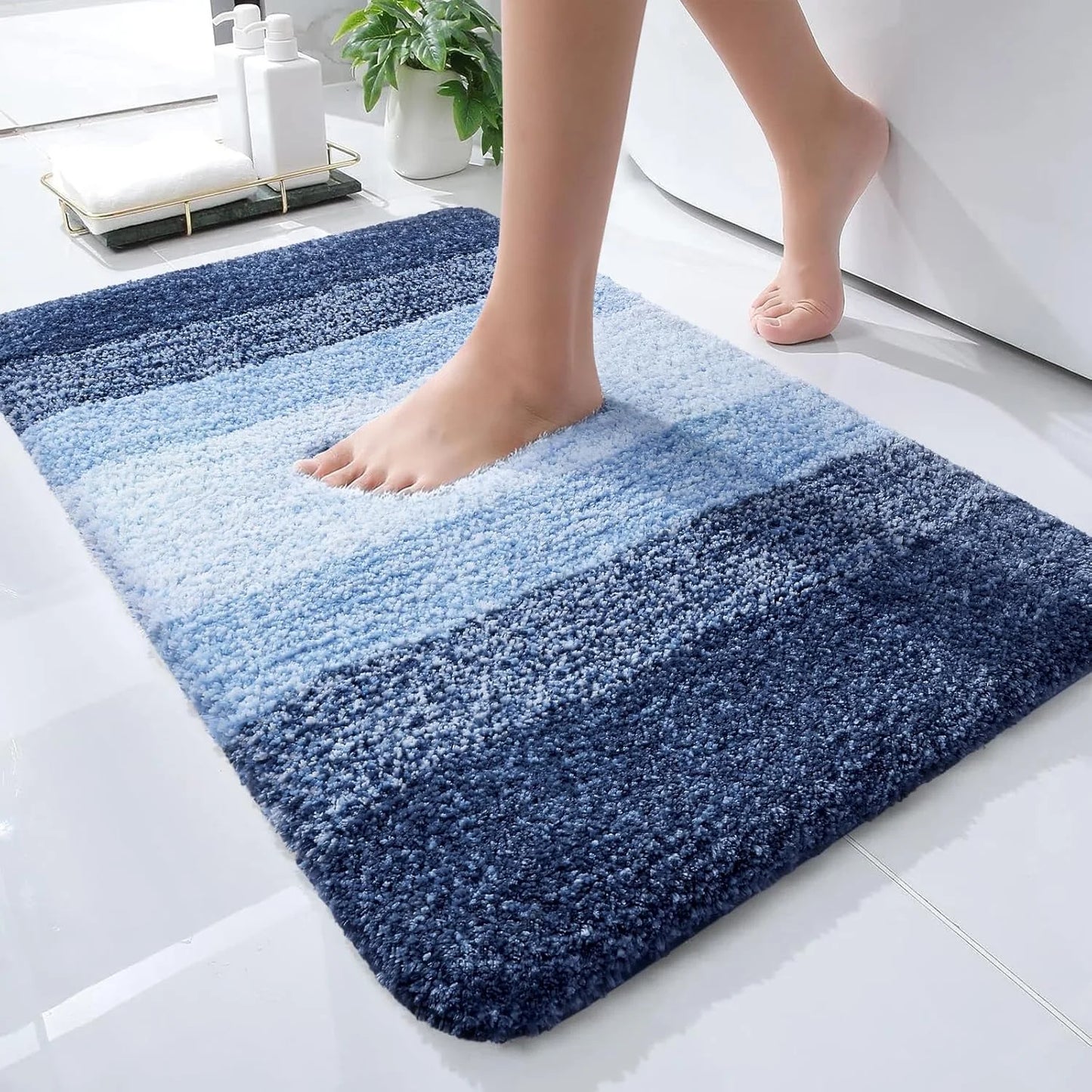 1pc anti-slip plush bathroom rug, ultra-soft plush water-absorbent bathroom rug, suitable for shower rooms, kitchens