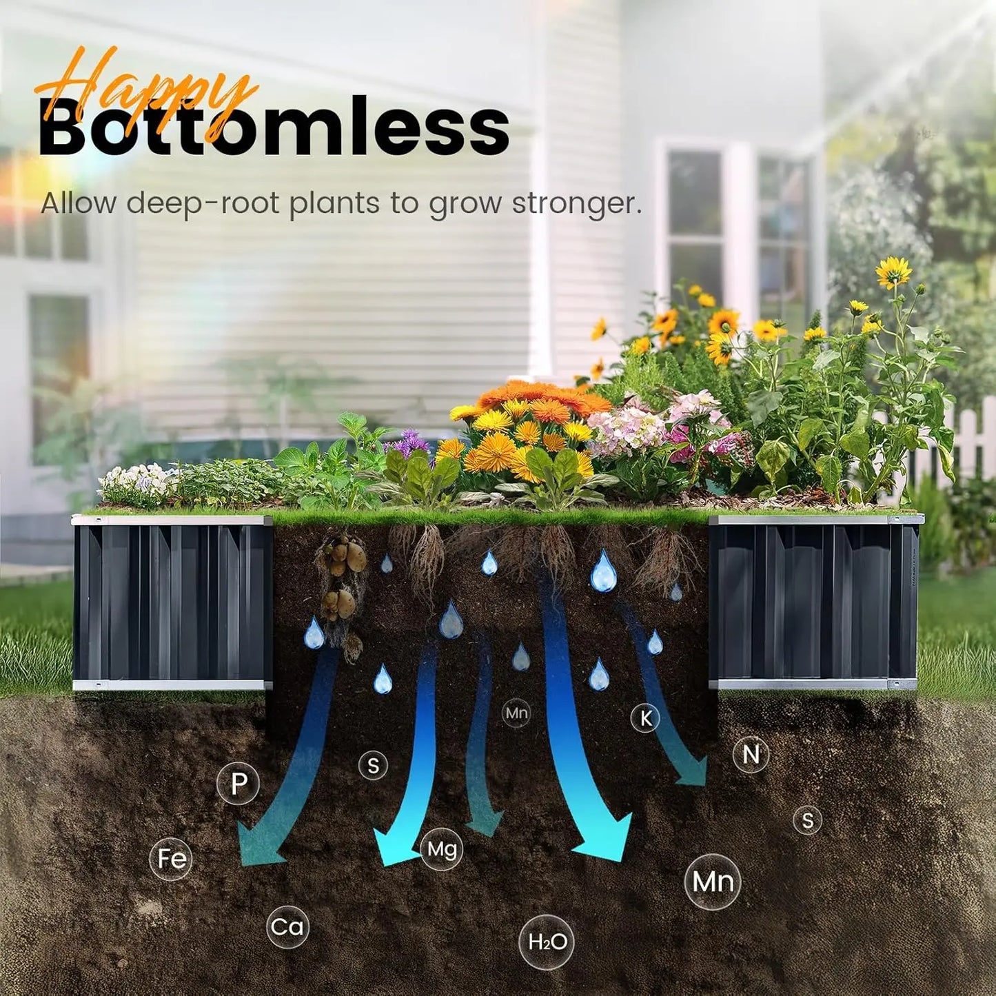 68"x36"x12" Galvanized Steel Raised Garden Bed Kit, 2-Pack for Vegetables & Flowers, Dark Grey