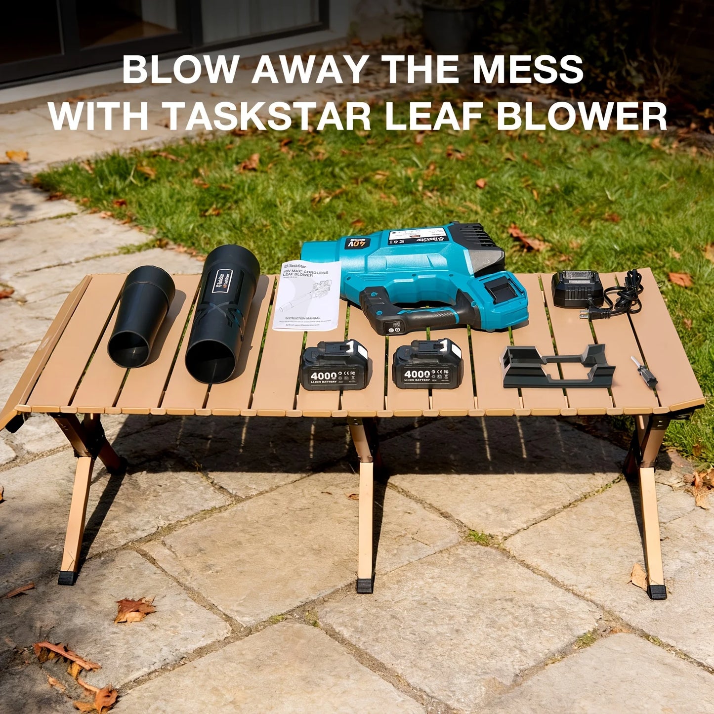 TaskStar Cordless Leaf Vacuum Electric Air Blower Powerful Leaf Blower With 2 4000mAh Batteries&2 Chargers Garden Dust Removal