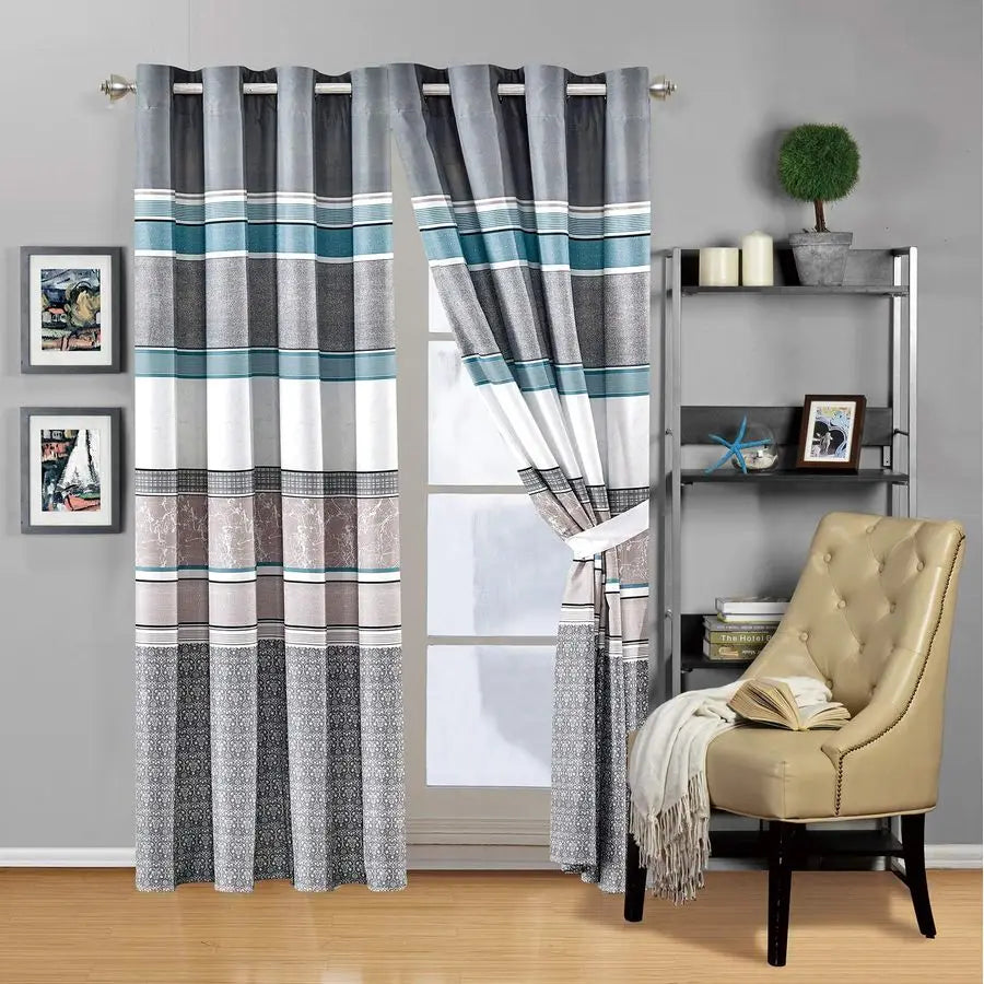 3Piece Fine Printed Oversize 100 X 95 Quilt Set Light Weight Reversible Bedspread Coverlet Queen Size Bed Cover Grey, Teal Blue