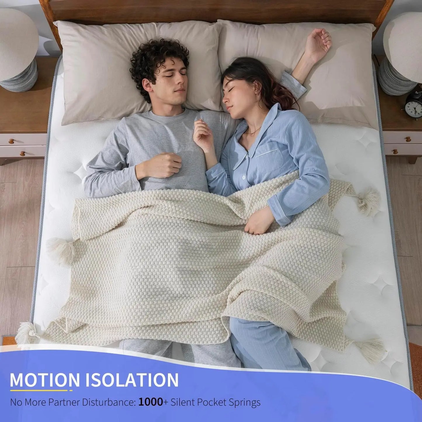 12 Inch Medium Mattress, Hybrid Cooling Gel Memory Memory Foam and Pocket Springs Bed, Back Support Pressure Relief Breathable