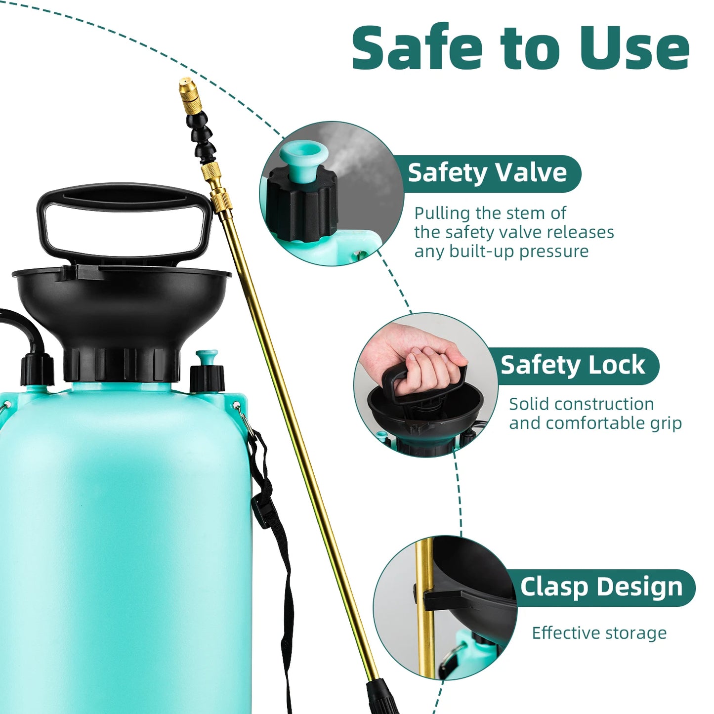 Deli 8L Garden Pressure Sprayer,Durable and Adjustable Spraying Tool for Watering, Fertilizing, and Pest Control in Lawns