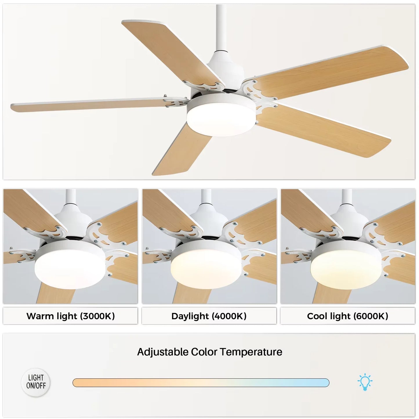 Sofucor Hot sale Modern 42-inch Ceiling fan with LED DC 6-speed high wind speed with remote control