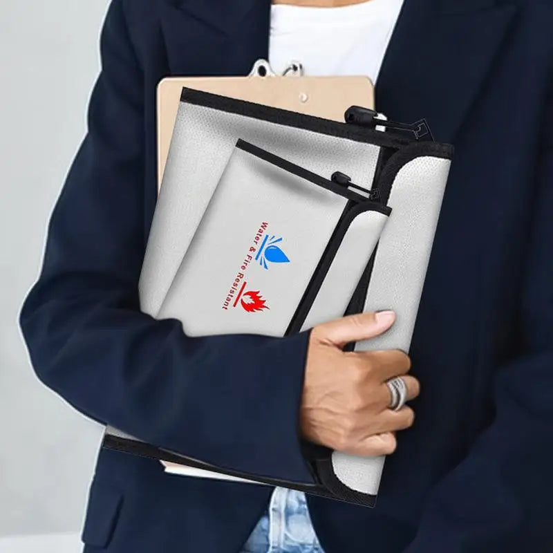 Fireproof Document Bag Waterproof Zipper Holder for Valuables