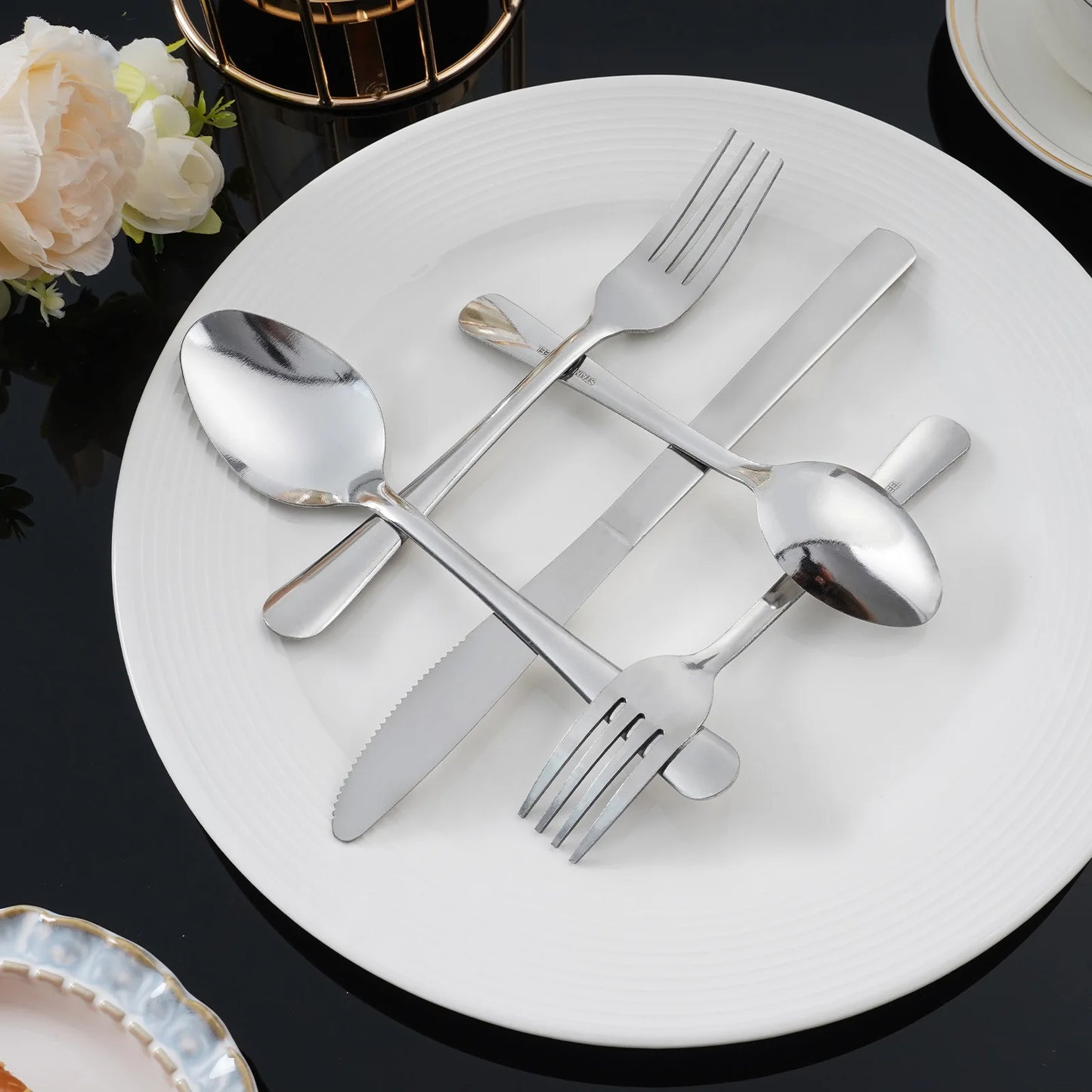 HANSMART 60-Piece Stainless Flatware Set For 12 Dinner Service