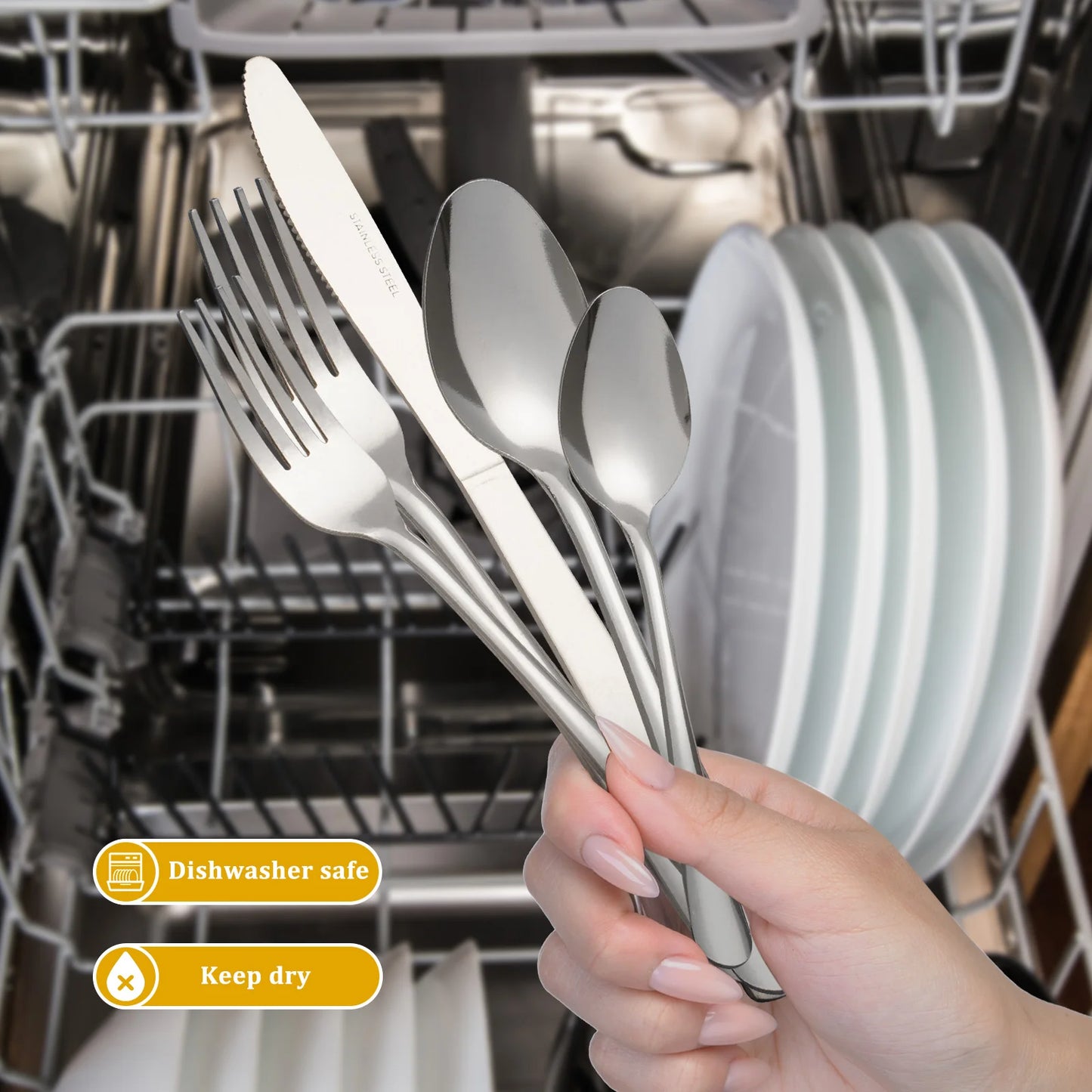 HANSMART 60-Piece Stainless Flatware Set For 12 Dinner Service