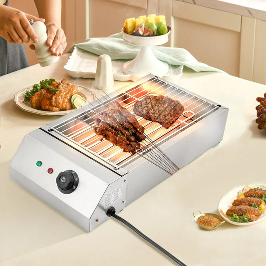 Portable Electric Grill Oven 1.5KW Heat Control 110V Countertop BBQ for Indoor Outdoor Cooking