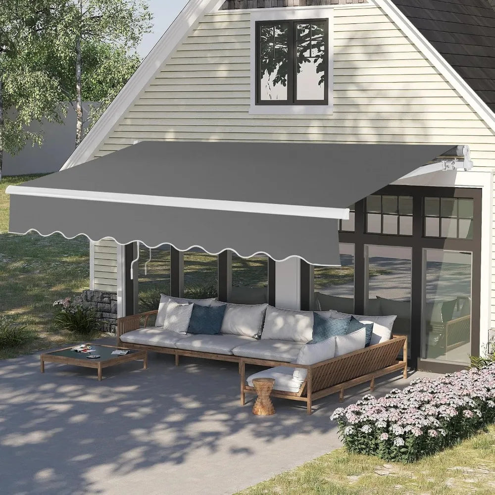 NONECN Retractable Patio Awning With Aluminum Frame UV Resistant