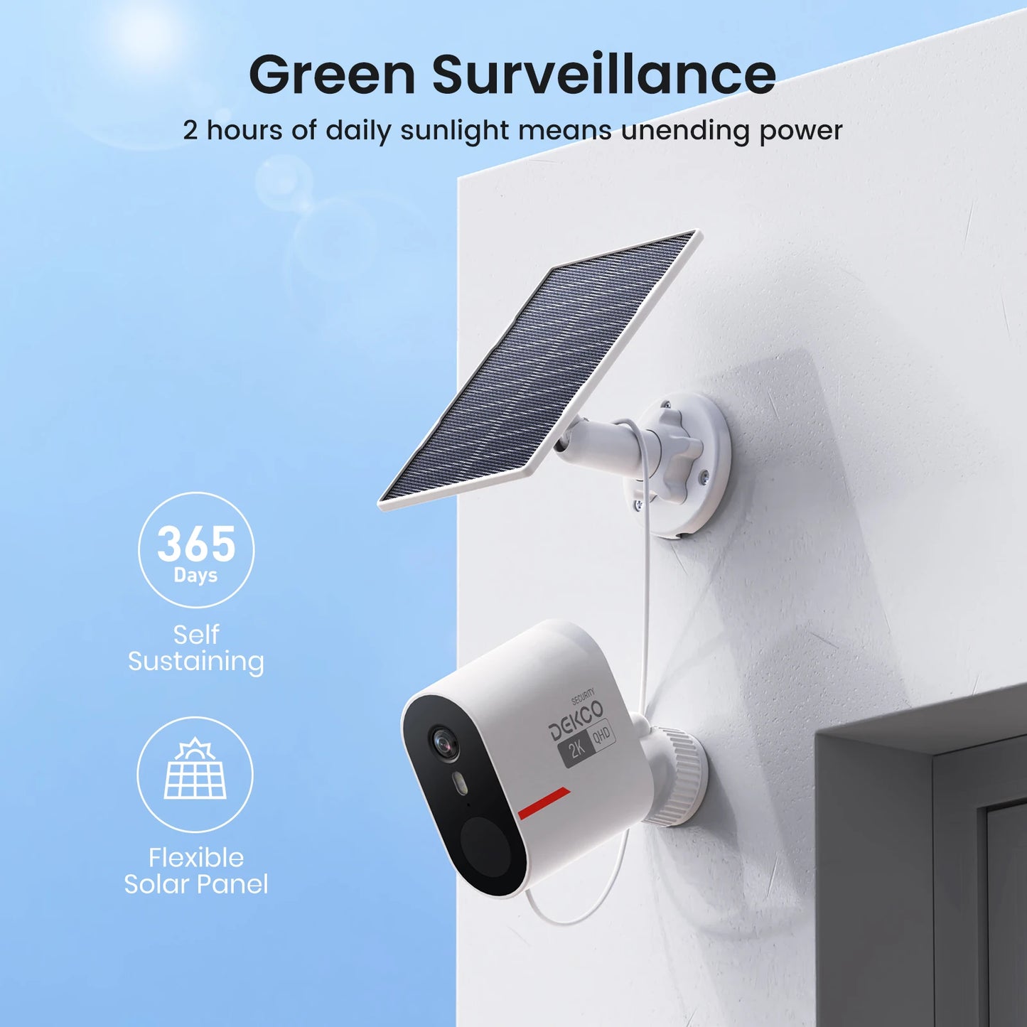 DEKCO 3MP WiFi Solar Camera System 4-Camera Kit