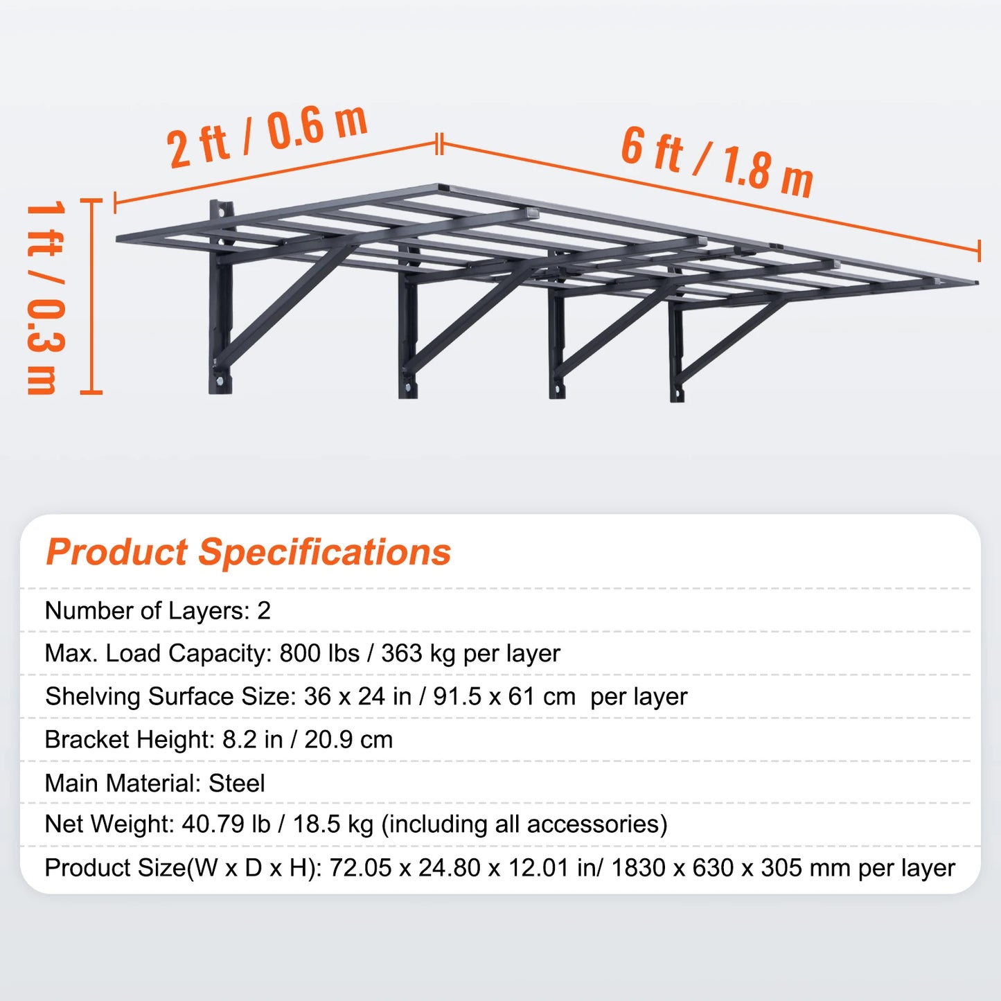 SucceBuy Heavy Duty Garage Wall Mounted Tool Rack System