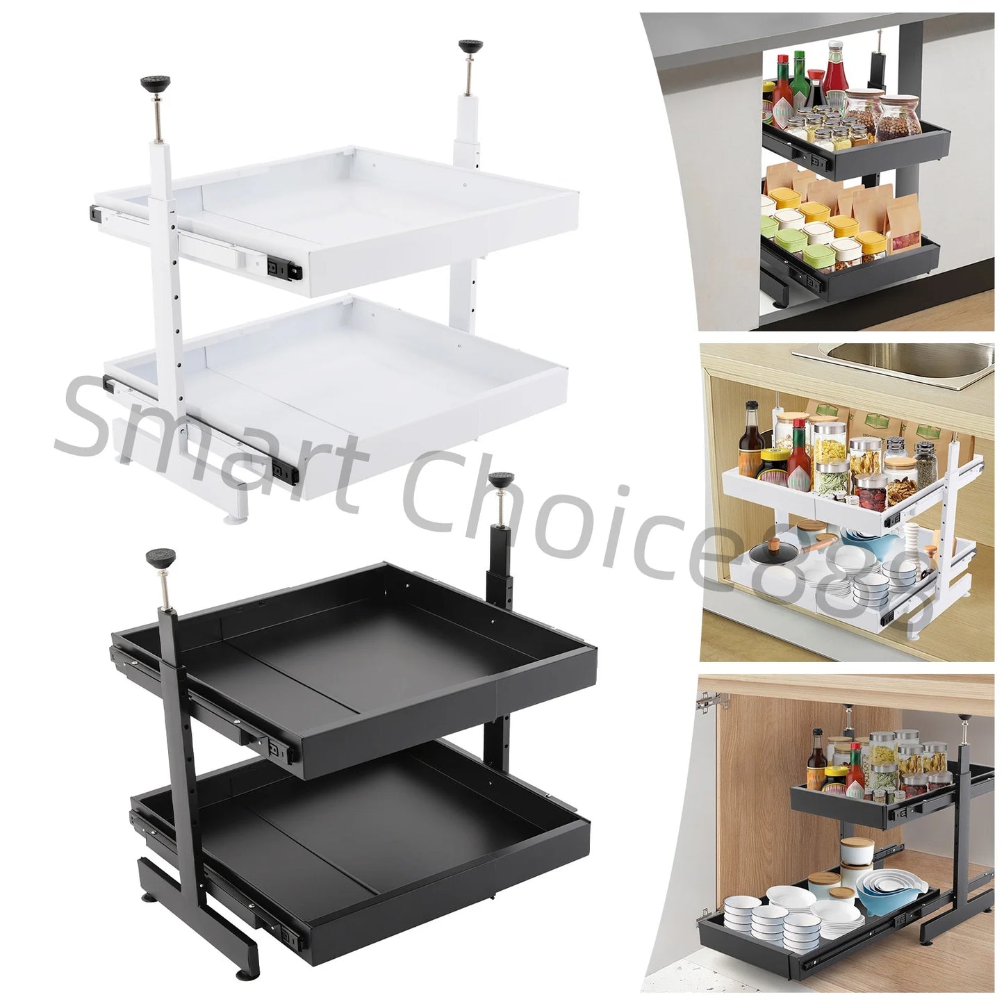 Under Sink Pull Out Pantry Organizer Multi Tier Cabinet Basket