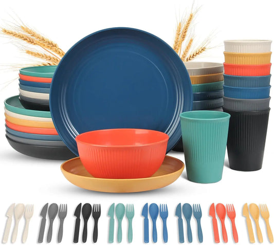 Unbreakable Wheat Straw Dinnerware Set Dishwasher Safe Microwave Safe