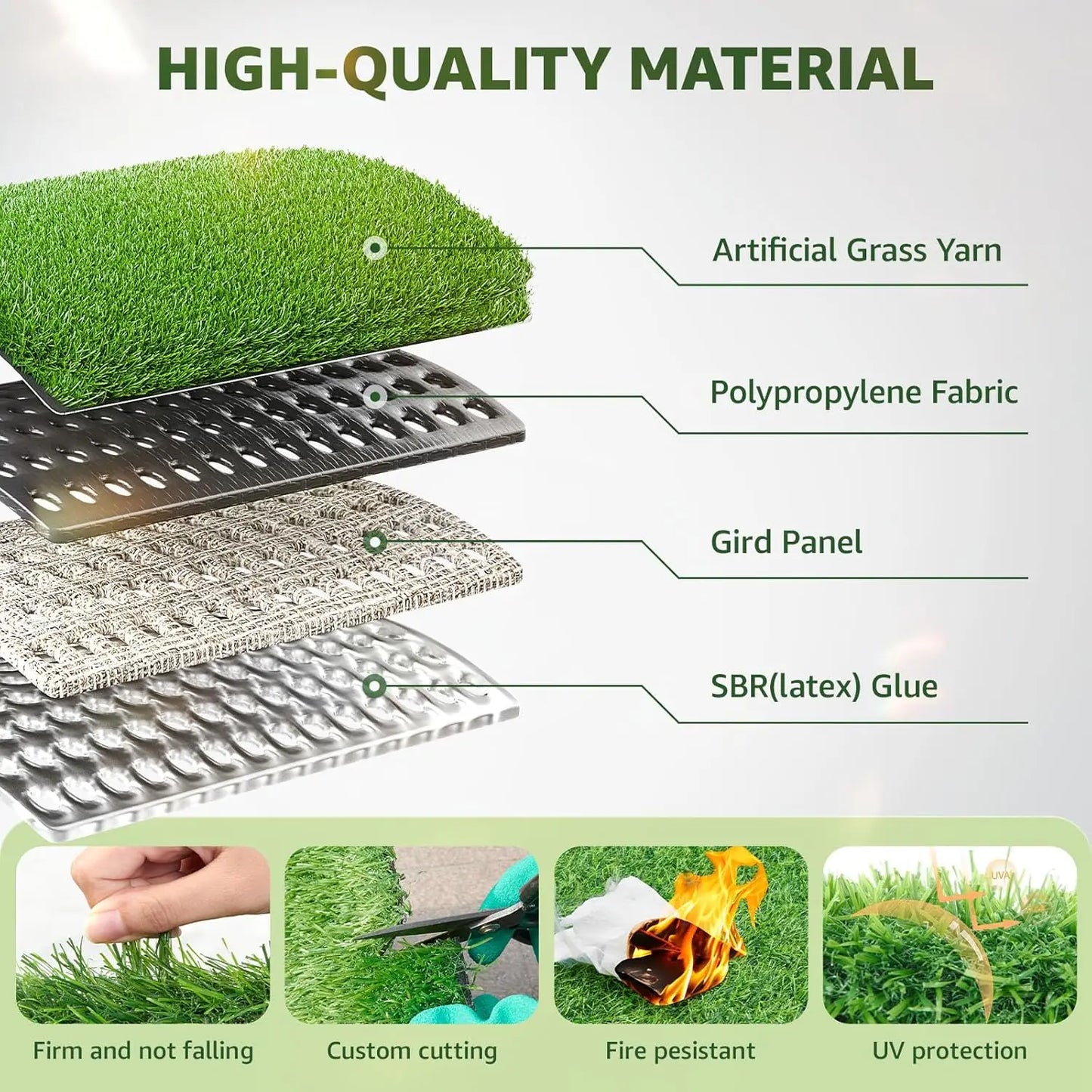 Artificial Grass Roll with Drainage Holes, Fake Turf for Dog Potty Training, Garden Balcony Patio Backyard Decoration, 4x6 Feet