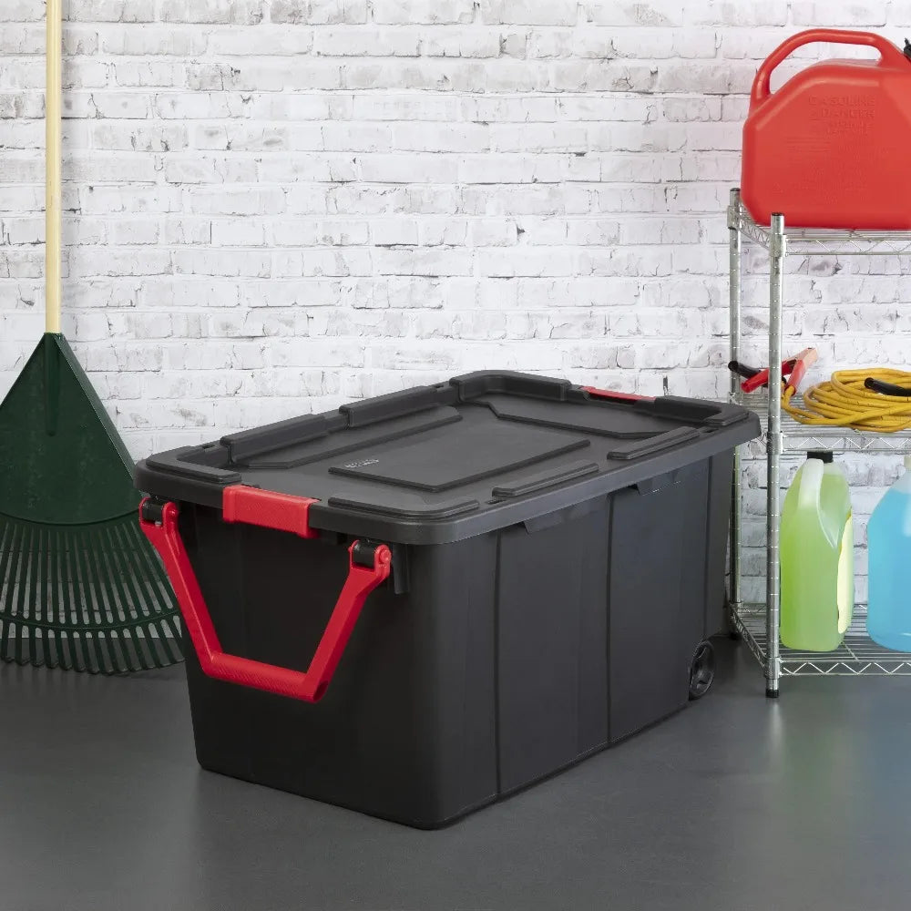 Sterilite Industrial Wheeled Storage Bin With Handle Pack Of 2