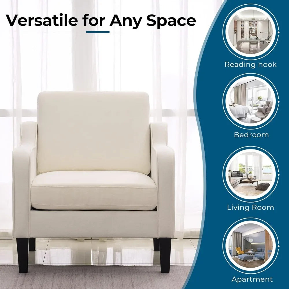 Mid Century Modern Accent Chair Upholstered Armchair For Living Room
