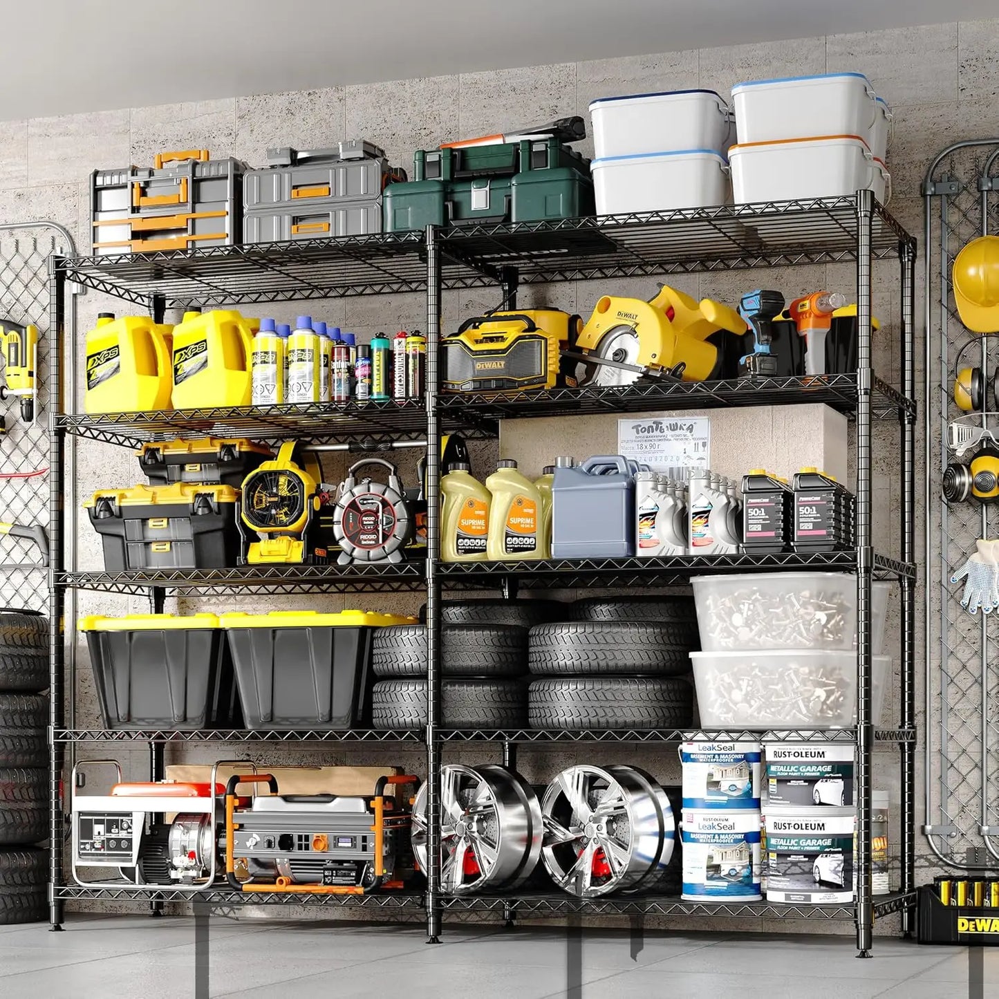 70" W Storage Shelves Metal Shelving Unit Heavy Duty Wire Shelving 5-Tier L-Shaped Storage Rack for Pantry Kitchen Corner
