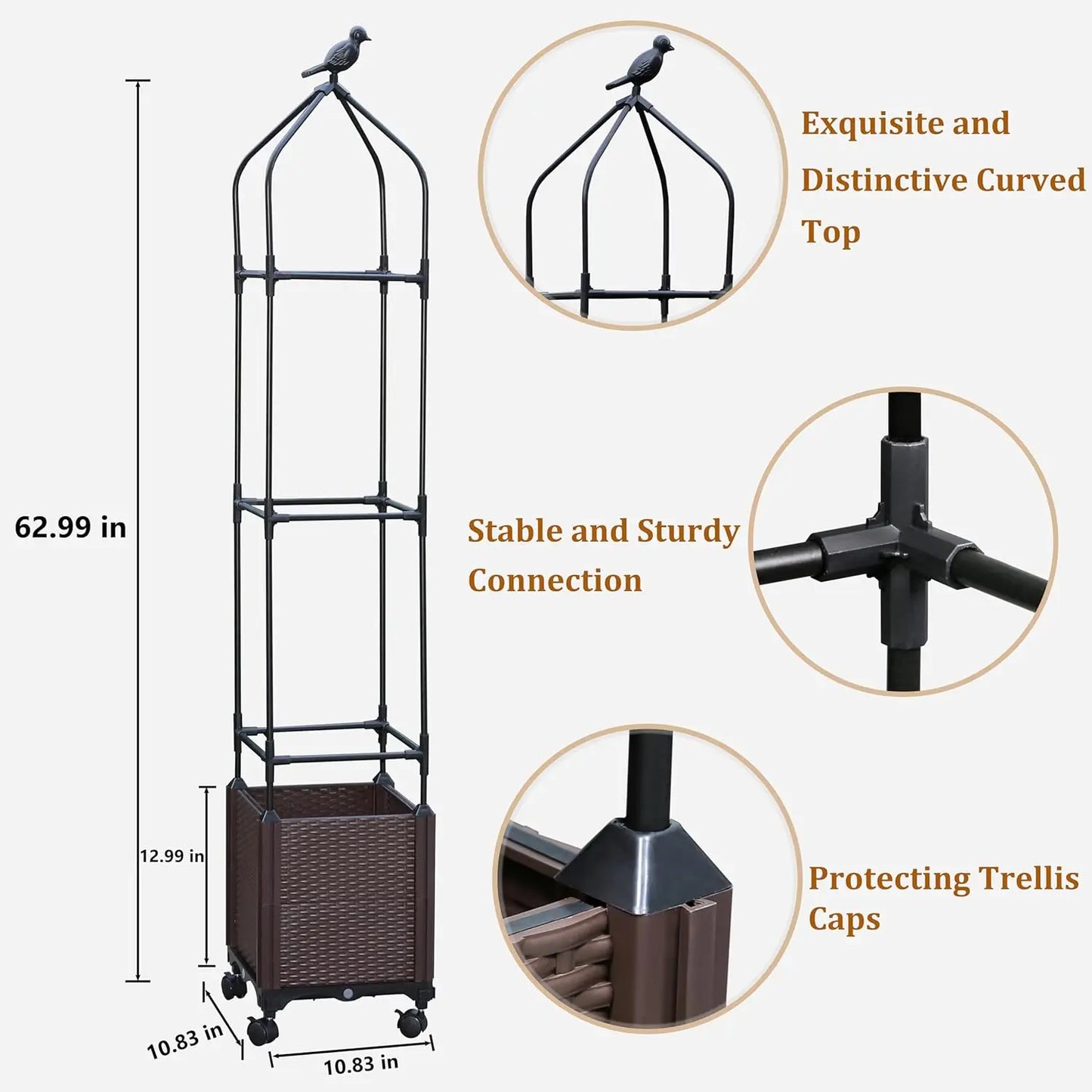 Two Pack Tall Raised Garden Bed With Trellis And Wheels
