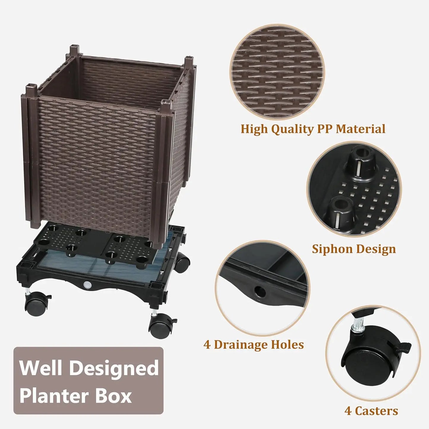 Two Pack Tall Raised Garden Bed With Trellis And Wheels