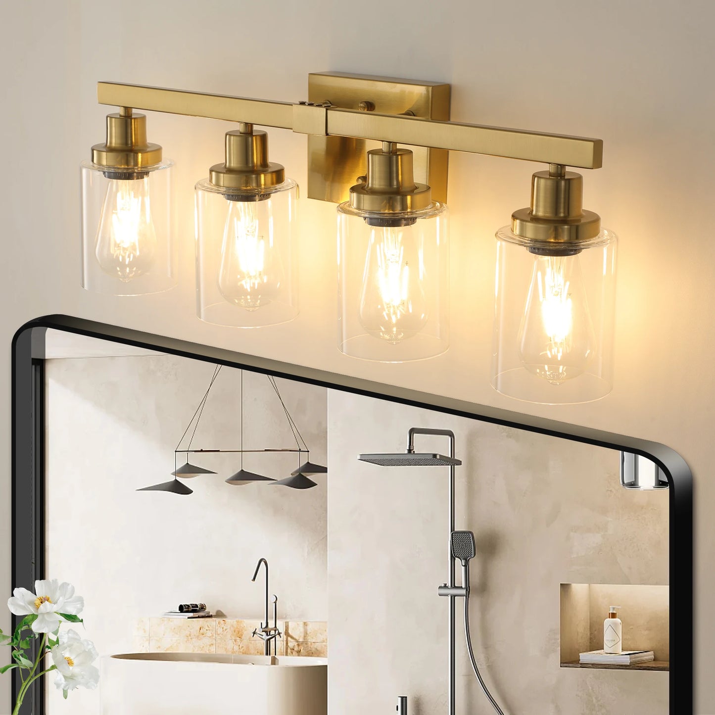 ARLGSITE 4-Light Vanity Fixture With Clear Glass Shades