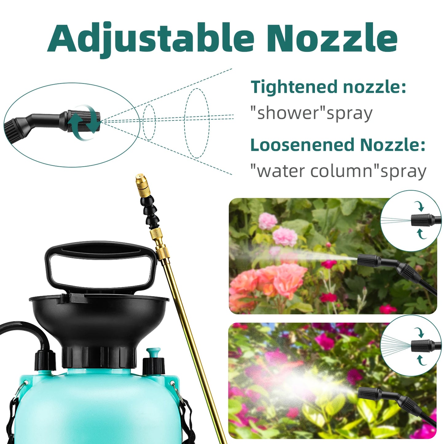 Deli 8L Garden Pressure Sprayer,Durable and Adjustable Spraying Tool for Watering, Fertilizing, and Pest Control in Lawns