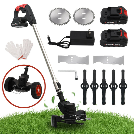 Electric Weed Wacker String Grass Trimmer Cordless with 2x2.0Ah Battery 21V Lightweight Lawn Grass for Garden and Yard Lawn