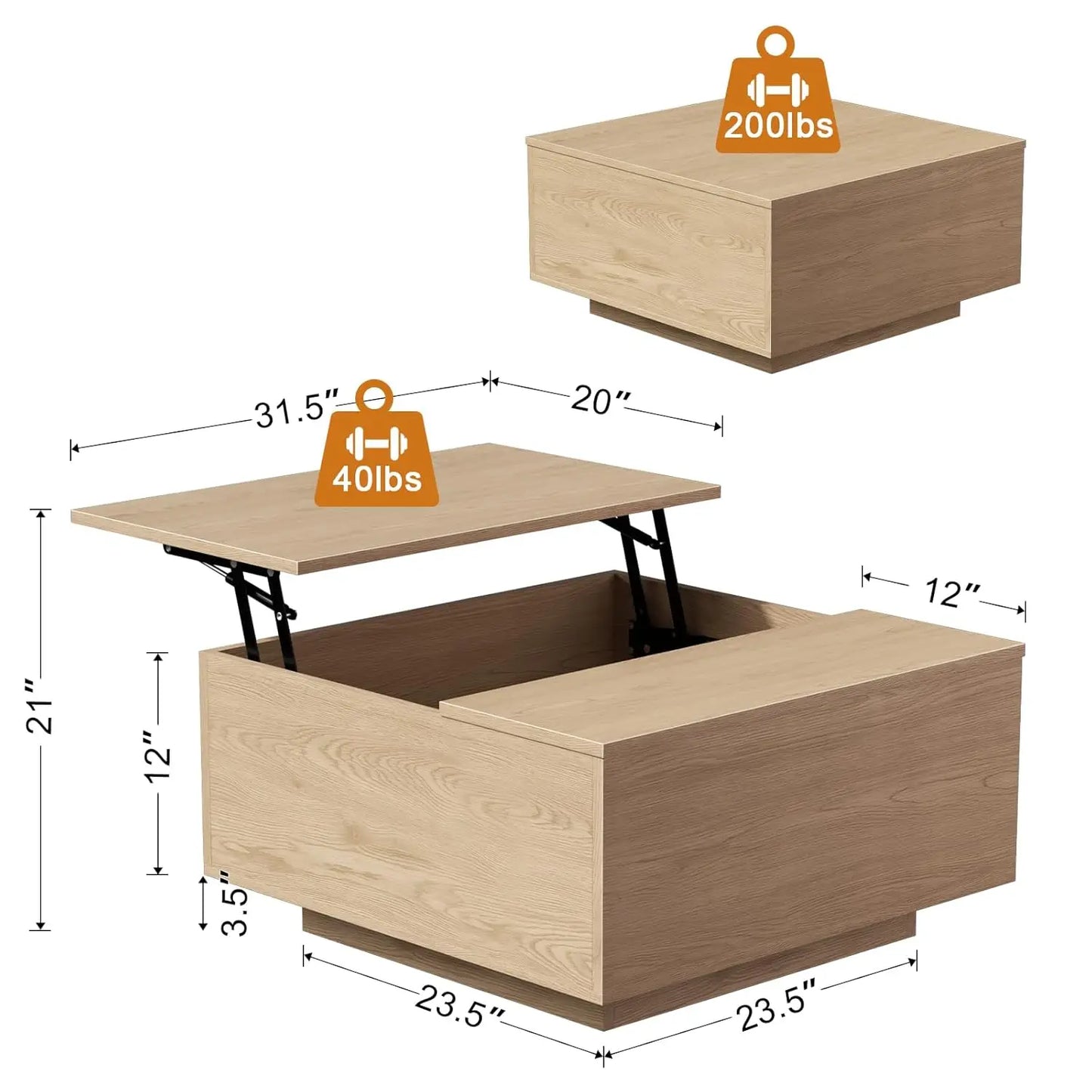 Lift Top Farmhouse Wood Coffee Table With Hidden Storage