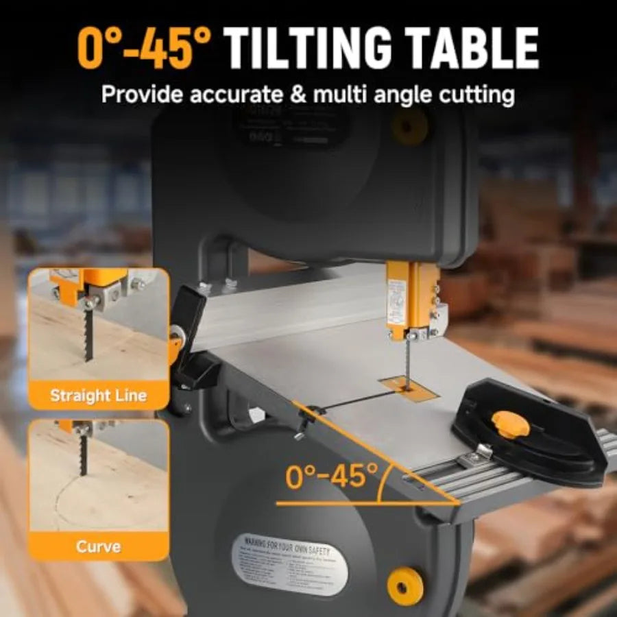 7-1/2-Inch Band Saw 3-Amp Max Cutting Depth 3.2-Inch Width 7.5-Inch Tilting Range 0-45° for Precision Woodworking and M