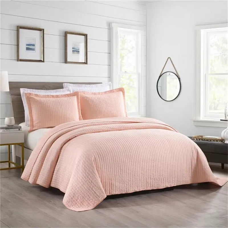 Striped Bedspread on the Bed Cotton Quilt Set Reversible Padded Bed Cover Queen King Size Quilted Blanket Throw Mattress Topper