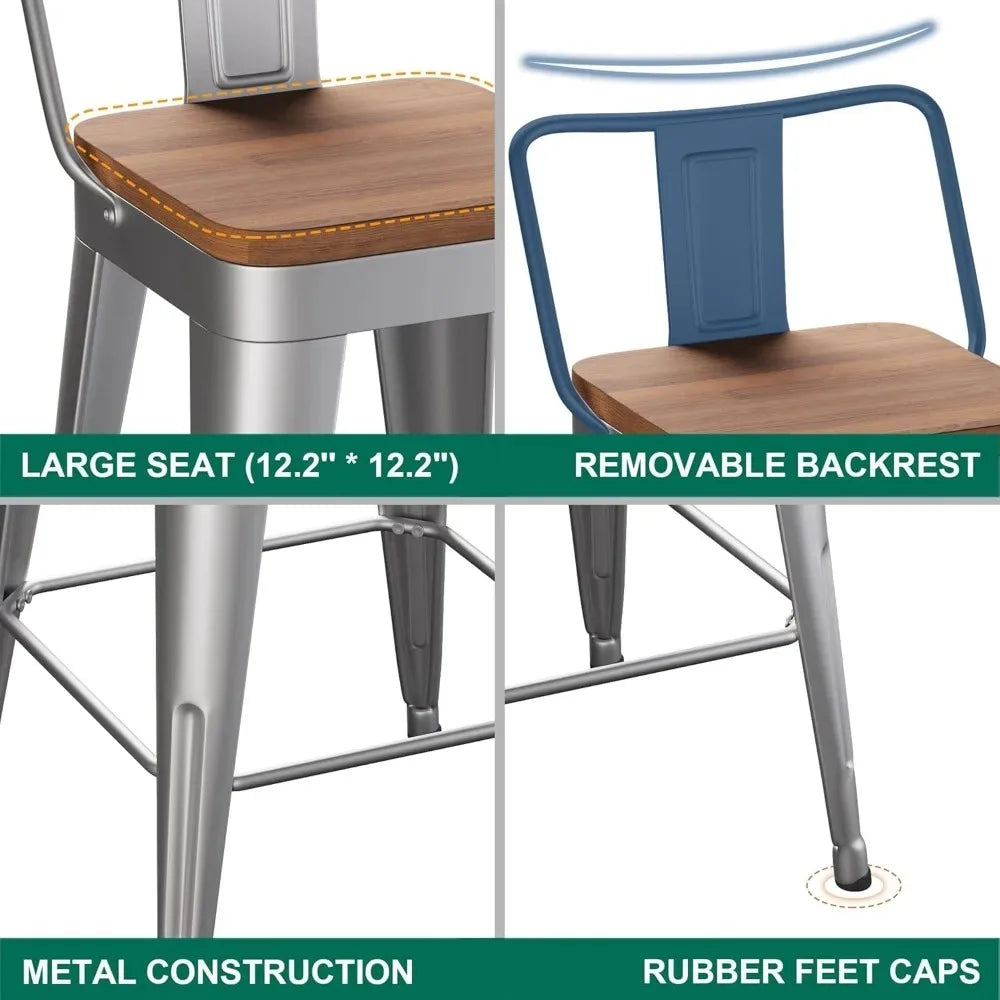Counter Height Metal Bar Stools With Removable Back