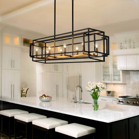 LovingC Retro Industrial Chandelier For Kitchen Island Bar Lighting