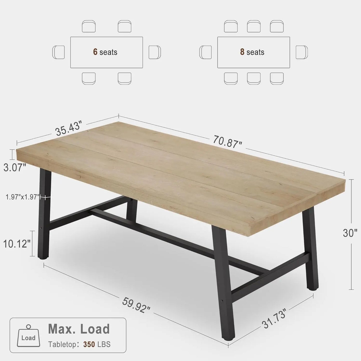 Rustic Industrial Farmhouse Dining Table For Modern Kitchens