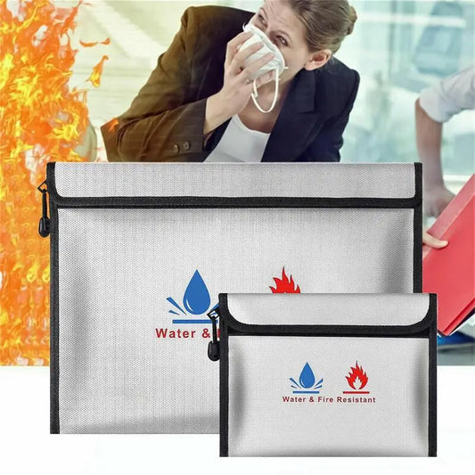 Fireproof Document Bag Waterproof Zipper Holder for Valuables