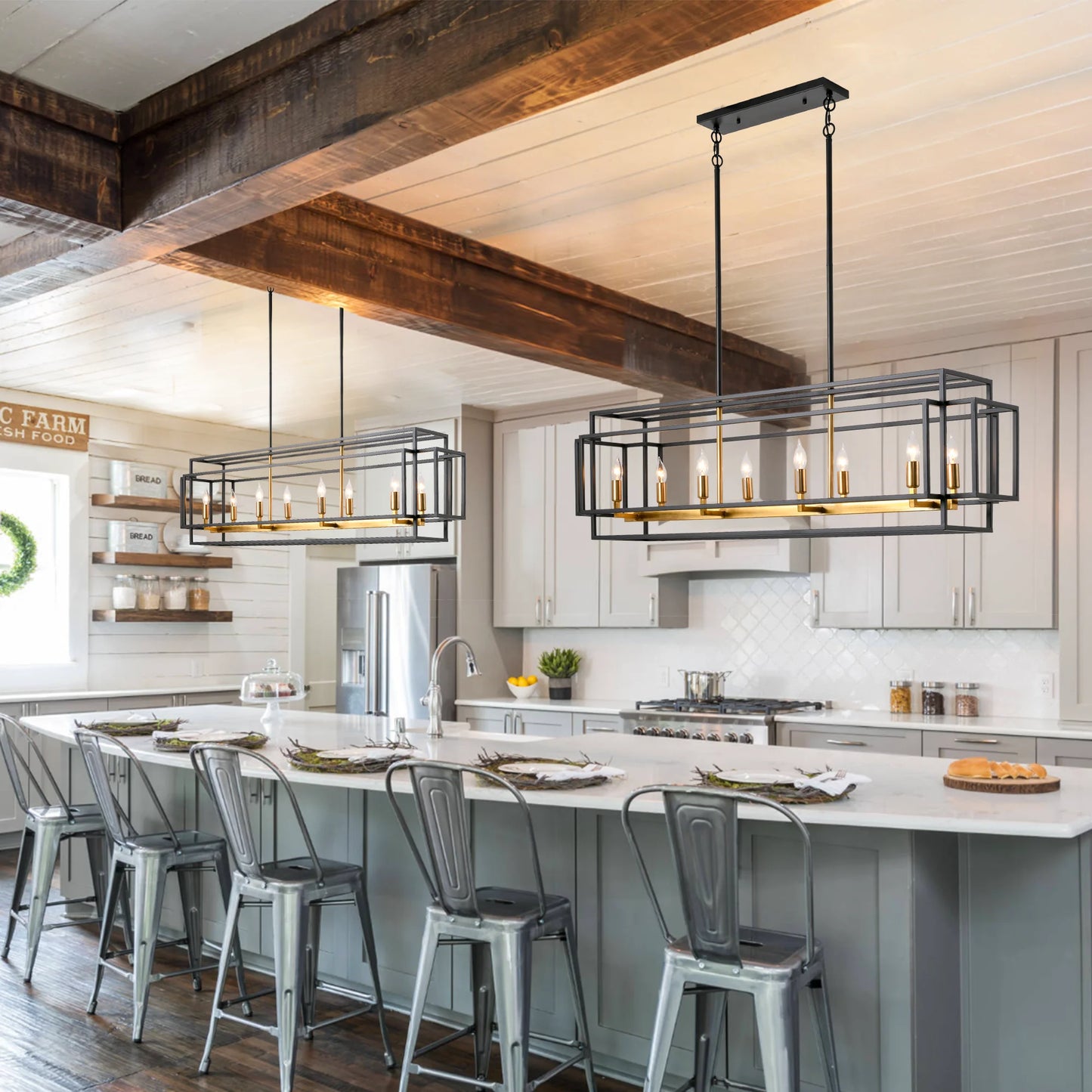 LovingC Retro Industrial Chandelier For Kitchen Island Bar Lighting