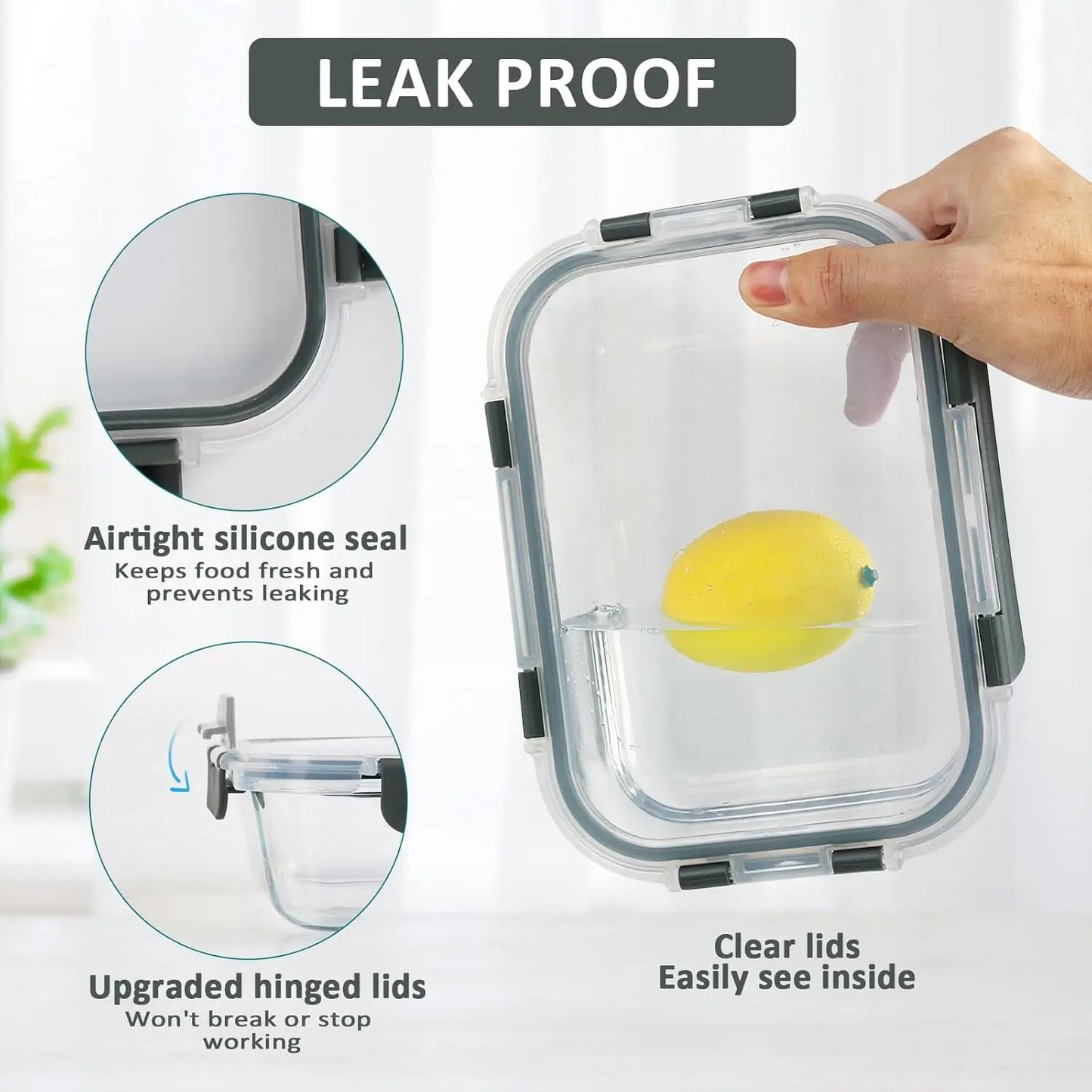 Glass Meal Prep Containers With Lids Airtight Food Storage Set