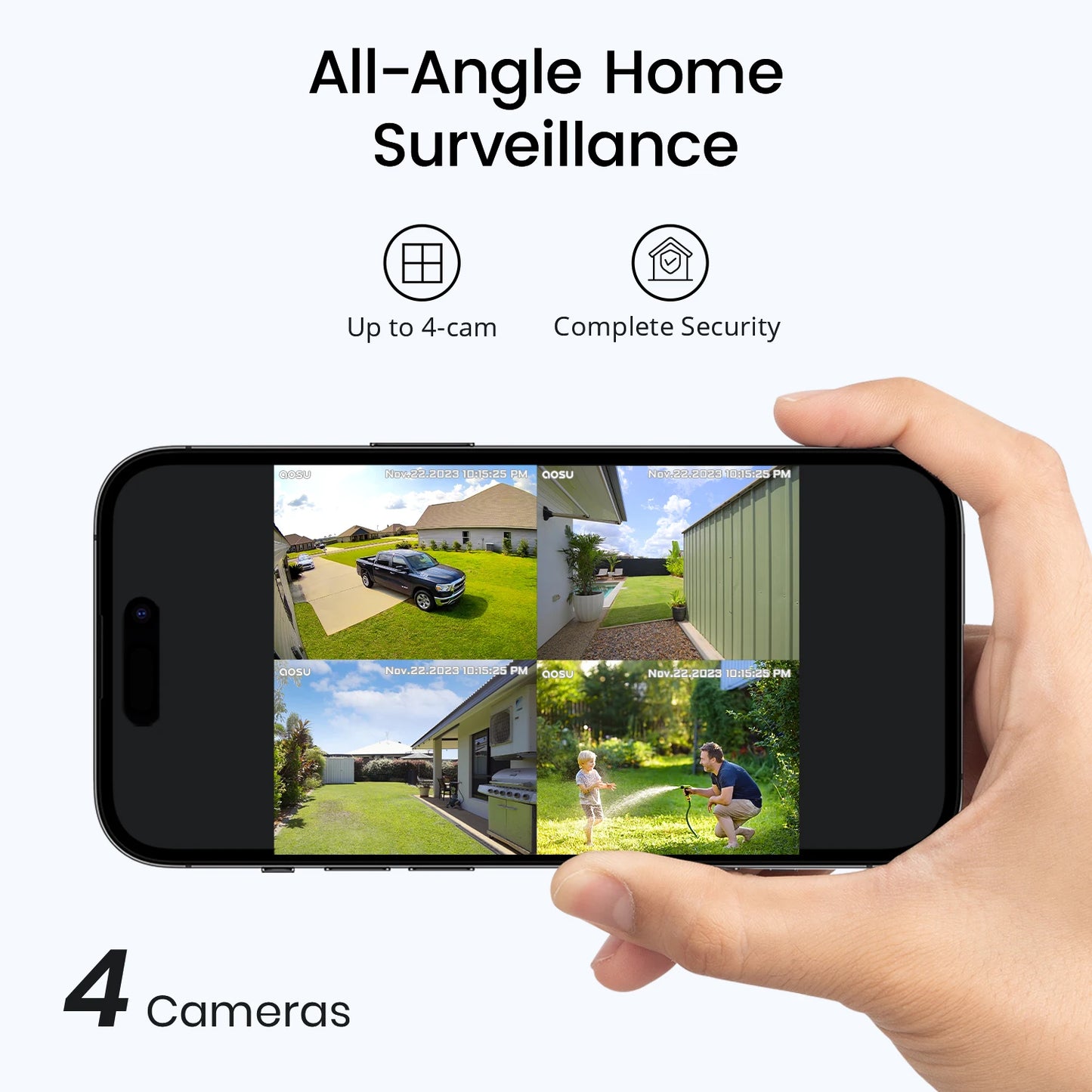 DEKCO 3MP WiFi Solar Camera System 4-Camera Kit