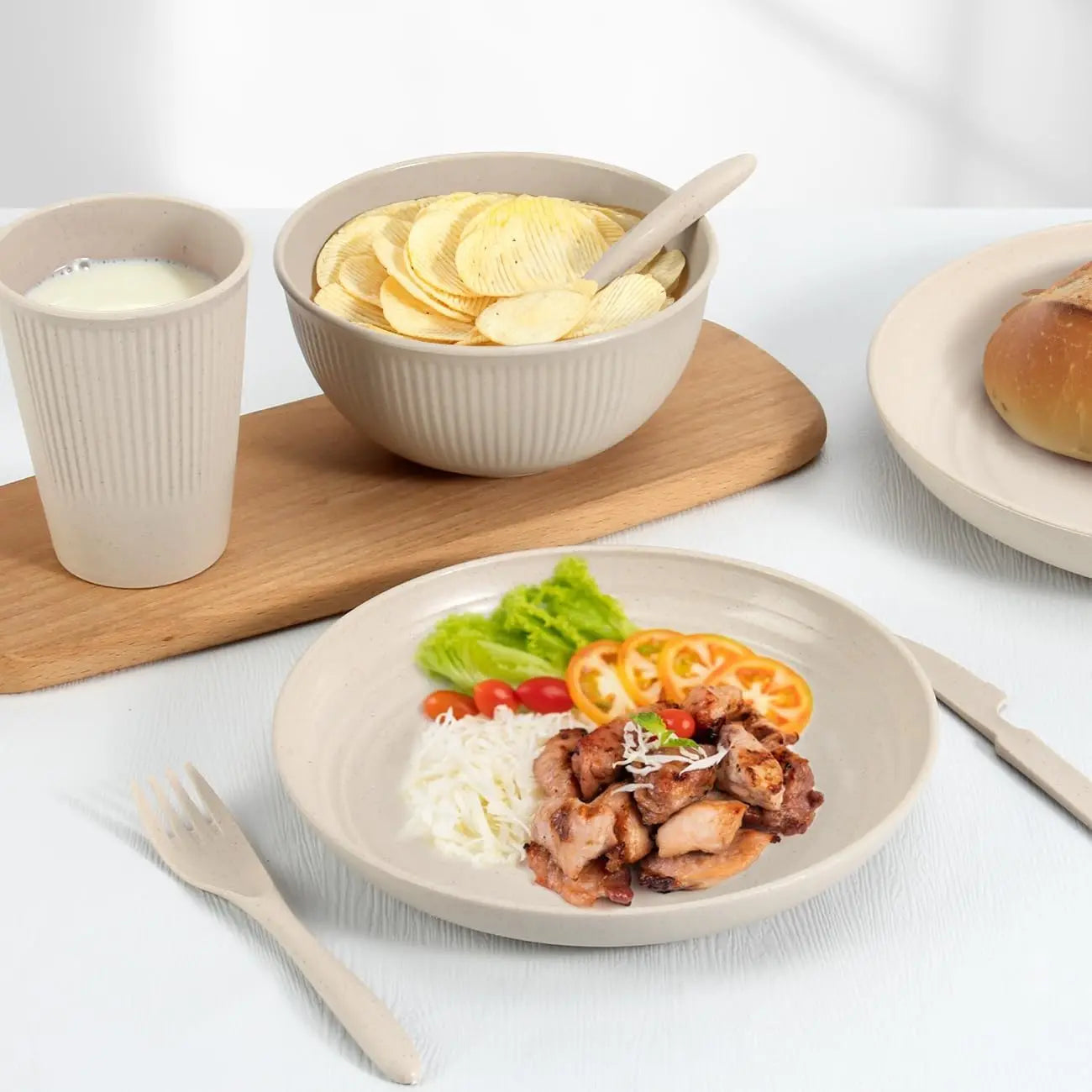 Unbreakable Wheat Straw Dinnerware Set Dishwasher Safe Microwave Safe