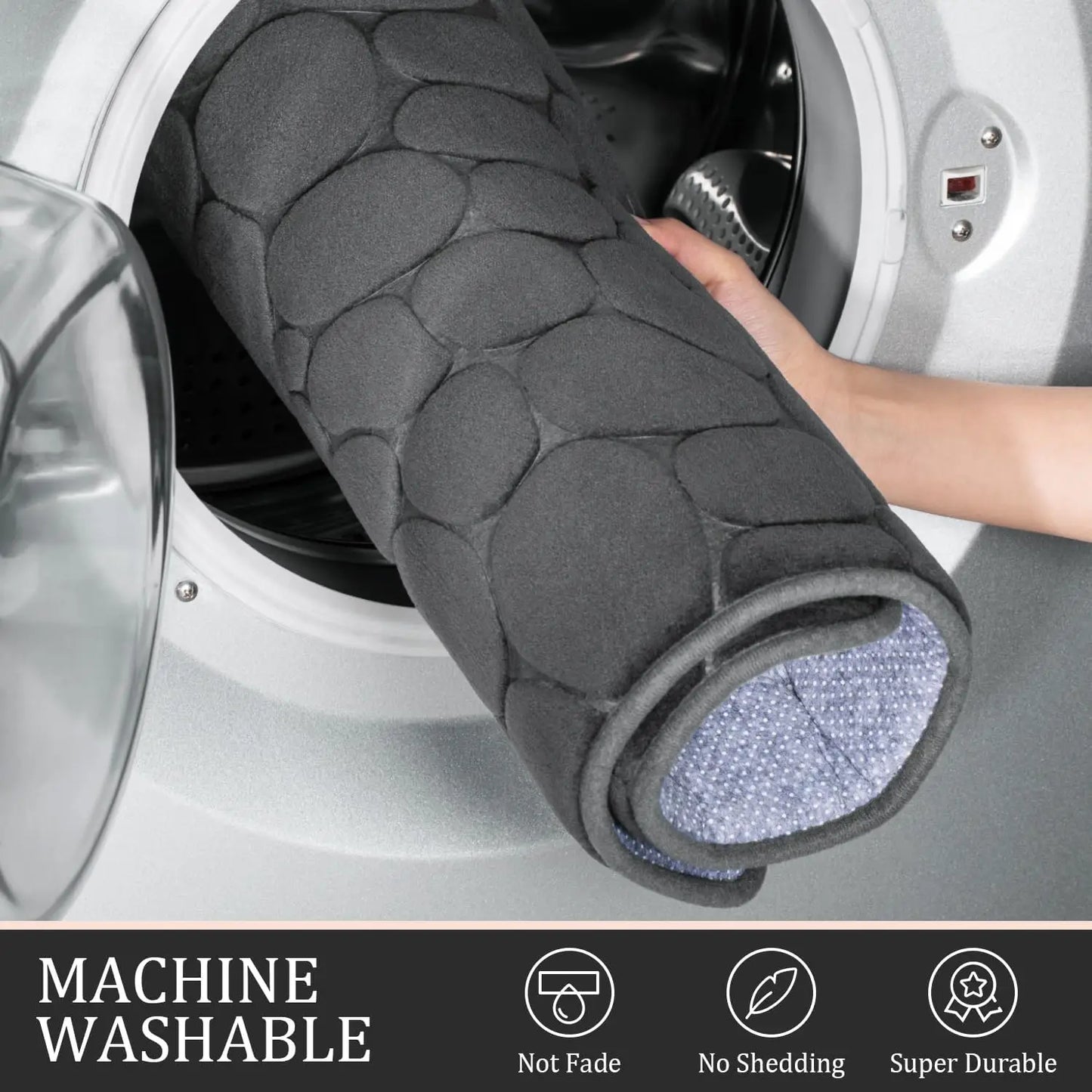 5-Piece Dark Grey Memory Foam Bathroom Rug Set, Non-Slip Water Absorbent Washable Mats for Sink, Toilet & Floor