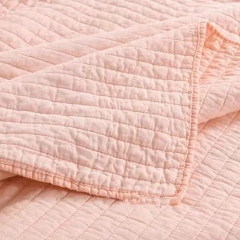 Striped Bedspread on the Bed Cotton Quilt Set Reversible Padded Bed Cover Queen King Size Quilted Blanket Throw Mattress Topper