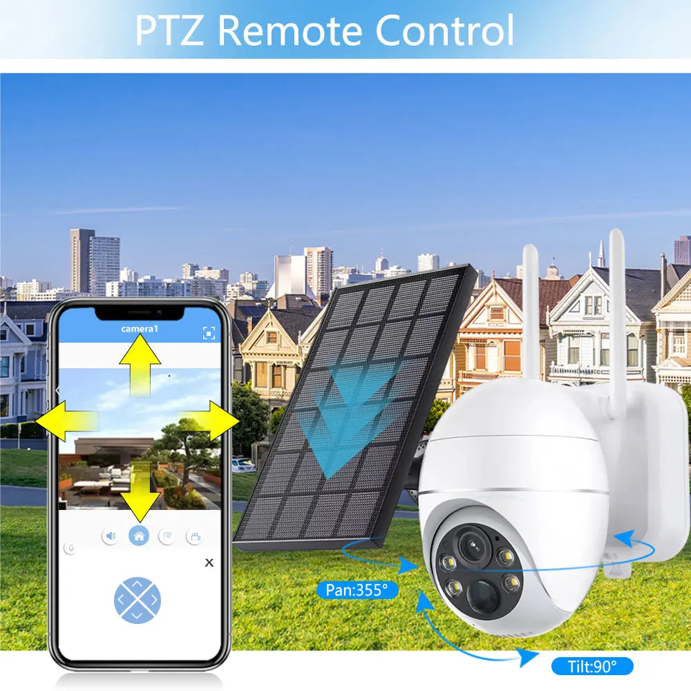Overscam Camera 4G SIM Card 5MP Solar Panel Outdoor Monitoring CCTV PTZ Camera Smart Home Two-Way Intrusion Alarm Long Standby