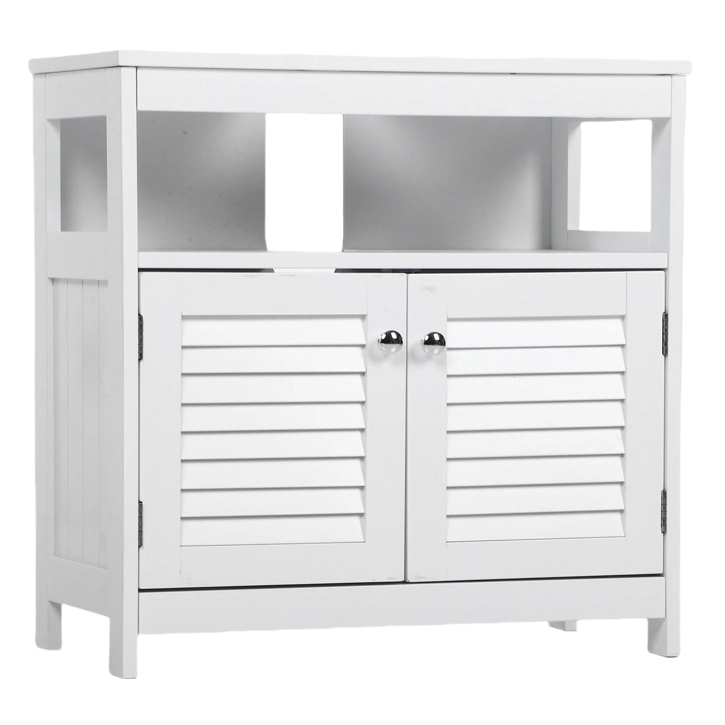 Under Sink Storage Cabinet with 2 Doors Open Shelf U Shape Cut Out Bathroom Under Sink Vanity for Toiletries Makeup