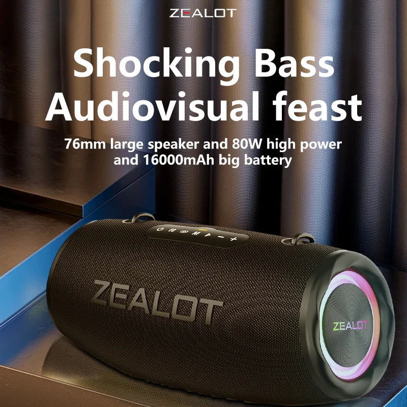 ZEALOT S87 Outdoor Portable Bluetooth Speaker 80W IPX6