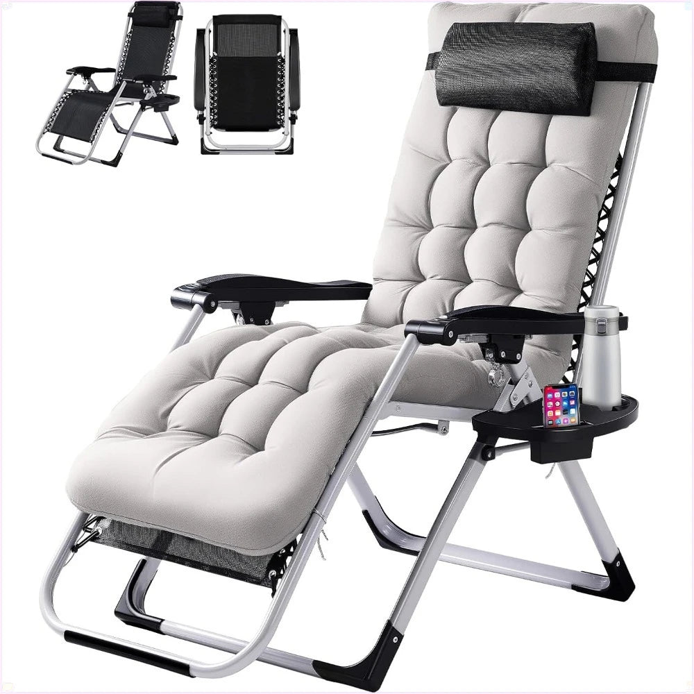 Cushioned Zero Gravity Chair With Removable Cushion And Tray Outdoor
