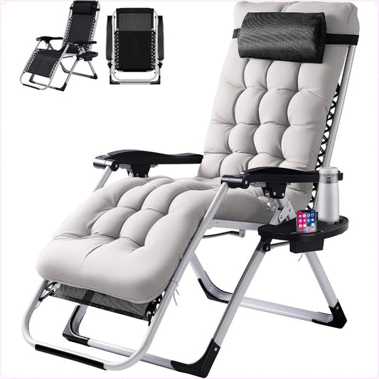 Cushioned Zero Gravity Chair With Removable Cushion And Tray Outdoor