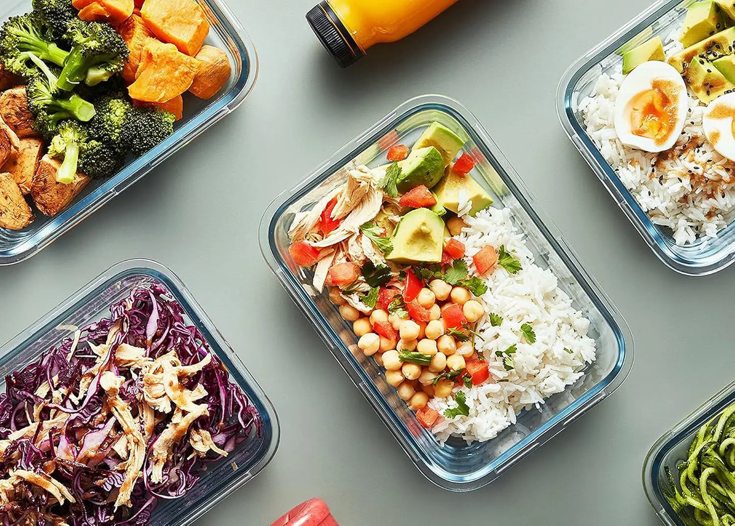 Glass Meal Prep Containers With Lids Airtight Food Storage Set