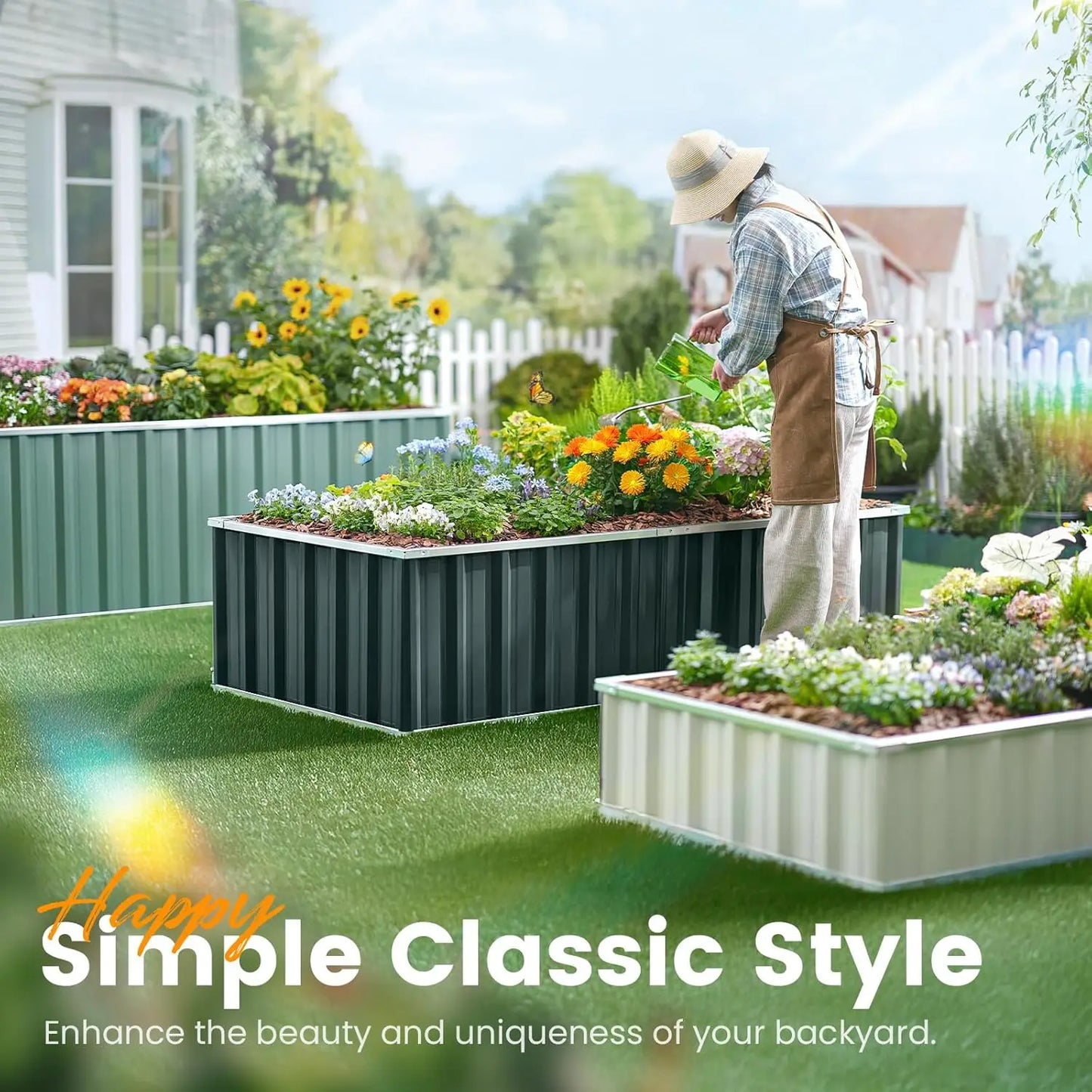 68"x36"x12" Galvanized Steel Raised Garden Bed Kit, 2-Pack for Vegetables & Flowers, Dark Grey