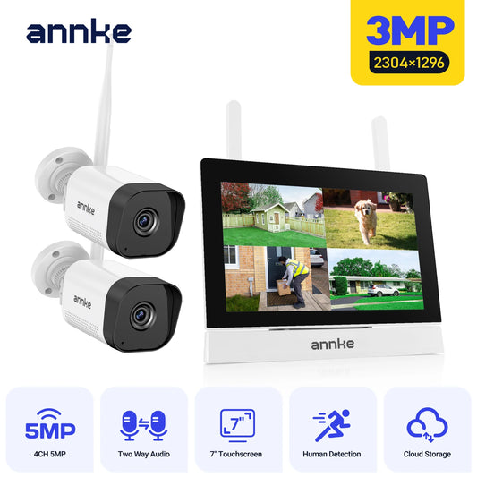 ANNKE Wireless NVR Camera System 3MP 2 Cameras 4CH Monitor