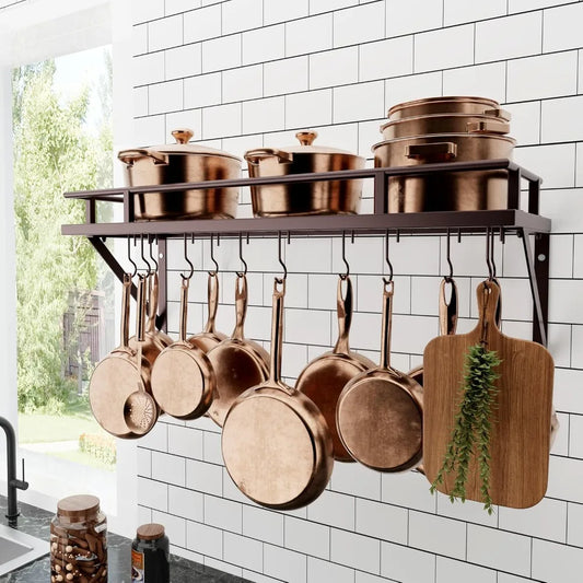 XMSJ Pot Rack Wall Mount With 12 Hooks