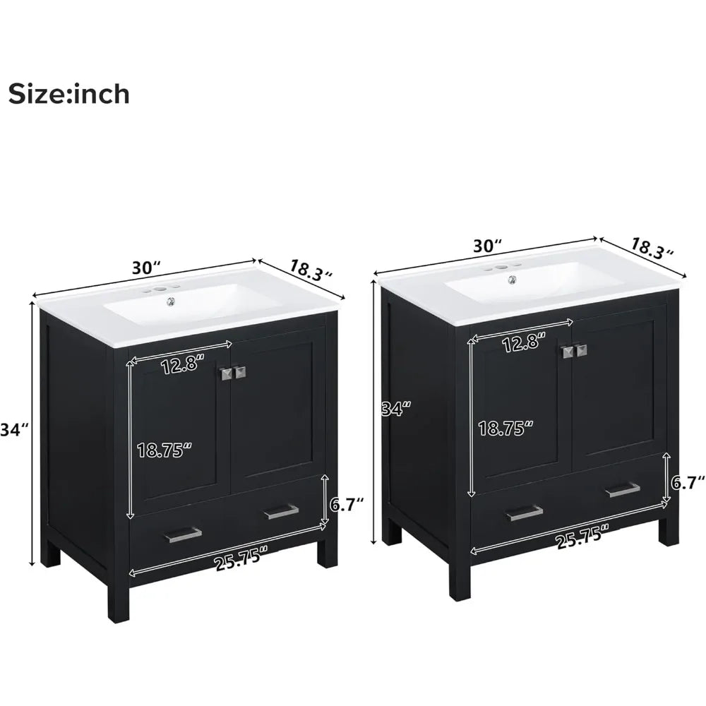 RBXC Double Sink Vanity Cabinet In Solid Wood With Drawers